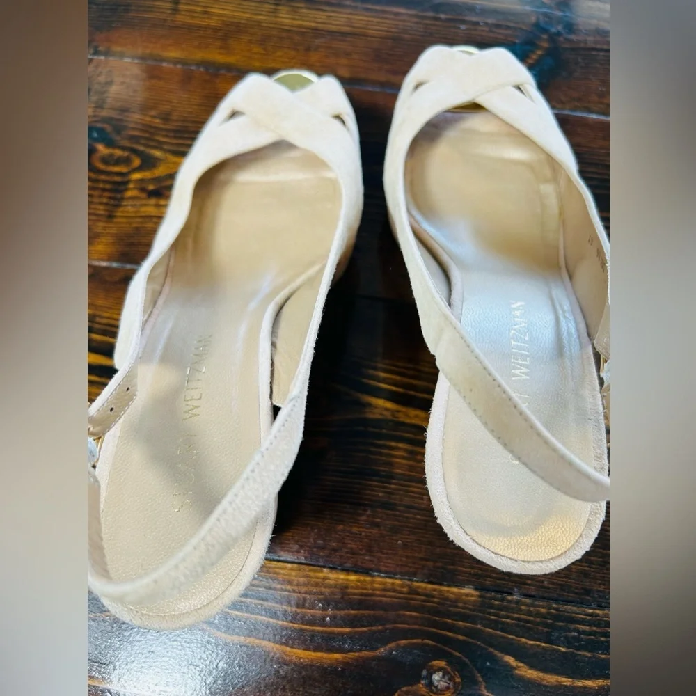 Stuart Weitzman tan suede wedge size 10 - Picture 5 of 6